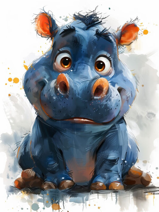 Petit Hippo [Métal Brillant 40x30 cm]